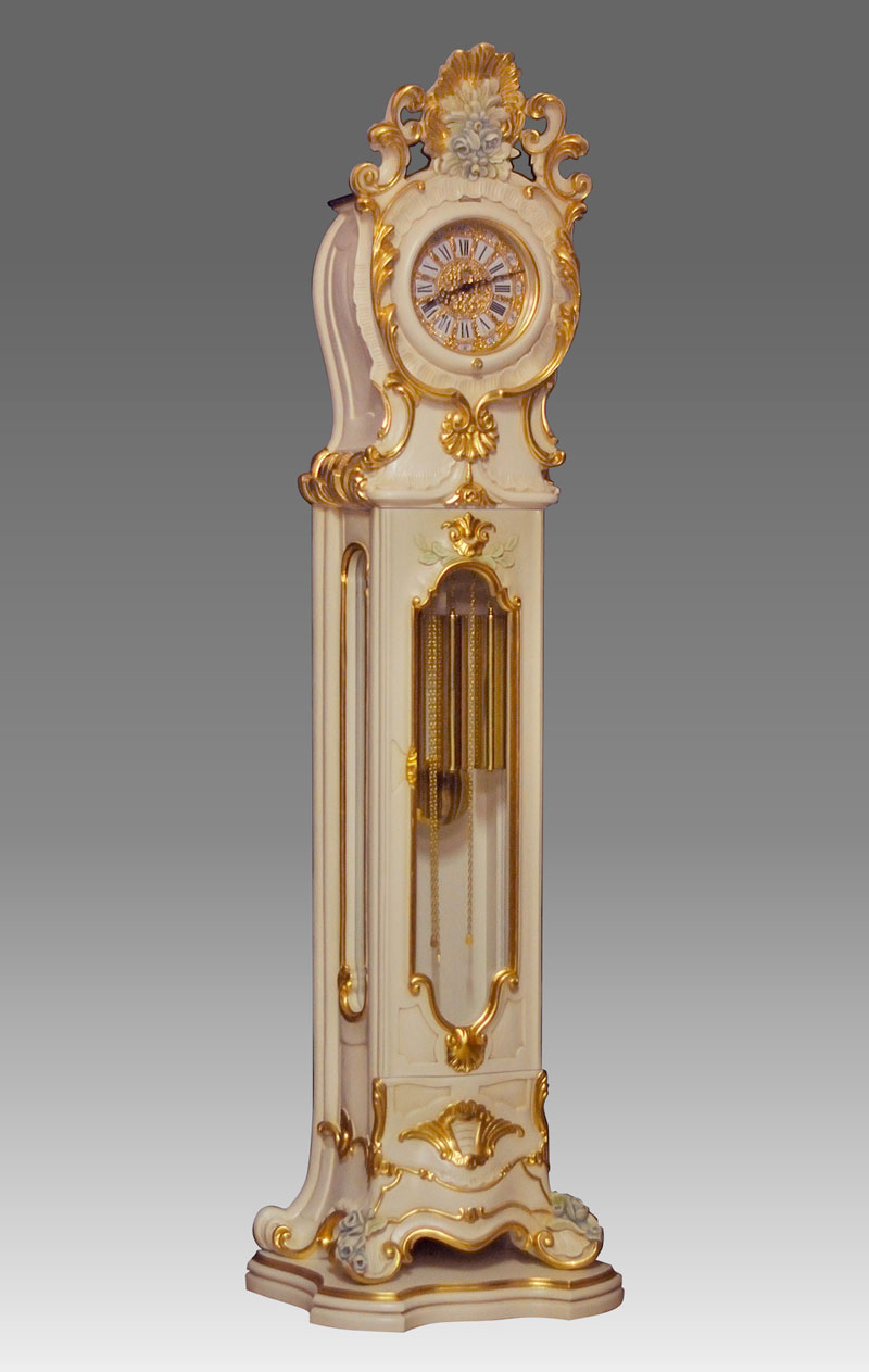Grandfather clock Art.570/2 lacquered and hand-decorated, with gold leaf